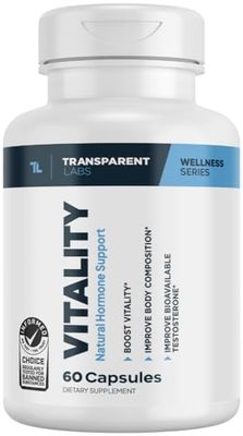 Vitality Testosterone Booster - Testosterone Supplement for Men with Ashwagandha KSM 66, PrimaVie Shilajit Extract, &amp; DIM to Boost Vitality, Strength, &amp; Increase Bioavailable Testosterone - 60 Count