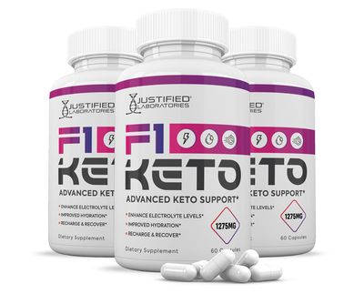 (3 Pack) F1 Keto Pills 1275MG New &amp; Improved Formula Contains Apple Cider Vinegar Extra Virgin Olive Oil Powder Green Tea Leaf 180 Capsules