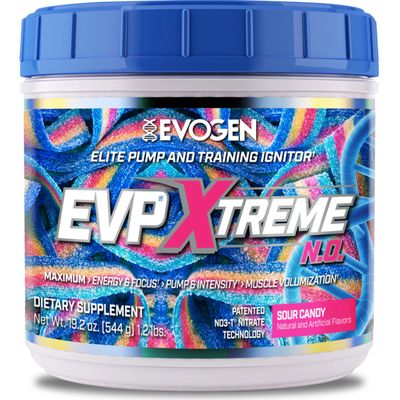 Evogen EVP Xtreme NO Pre-Workout | Muscle Pump, Energy &amp; Focus, Boosts Nitric Oxide | Arginine Nitrate, L-Citrulline, Natural Caffeine | Sour Candy | 40 Servings