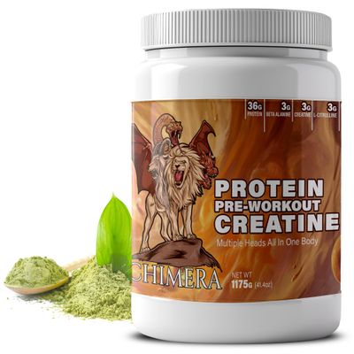 CHIMERA All-in-One Protein &amp; Pre-Workout Powder - 36g Protein, 3g Creatine, Non-GMO, Sugar-Free, Low Sodium, Natural Caffeine from Matcha, No Artificial Flavors