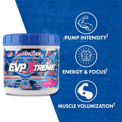 Evogen EVP Xtreme NO Pre-Workout | Muscle Pump, Energy & Focus, Boosts Nitric Oxide | Arginine Nitrate, L-Citrulline, Natural Caffeine | Sour Candy | 40 Servings