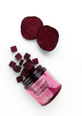 Pomona Wellness Organic Potent Beetroot Powder Gummies 1000mg - Sugar Free, Nitric Oxide Supplement - Natural Strawberry and Apple Flavor, Vegan, 60 Count