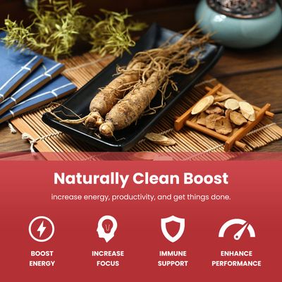 NutraChamps Korean Red Panax Ginseng Capsules | Extra Strength Ginsenosides for Energy, Focus, Performance, Vitality &amp; Immune Support | Korean Red Ginseng Root Extract Powder Supplement | Vegan Pills