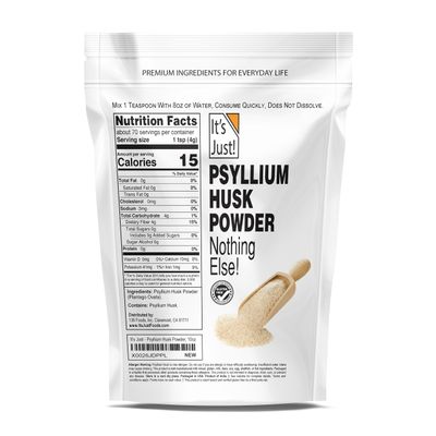 It's Just! - Psyllium Husk Powder, Easy Mixing Dietary Fiber, Cleanse Your Digestive System, Finely Ground Powder, Ideal for Keto Baking, Non-GMO (Unflavored, 10oz (Pack of 1))