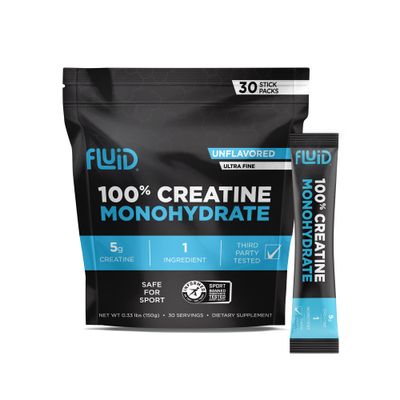 Fluid - Ultra-Fine Micronized 100% Creatine Monohydrate, Informed Sport Certified, Safe for Athletes, 5g Serving (30 Single Servings)
