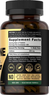 Carlyle Caffeine Pills 200mg | 250 Tablets | Advanced Athlete Formula | Vegetarian, Non-GMO &amp; Gluten Free Supplement