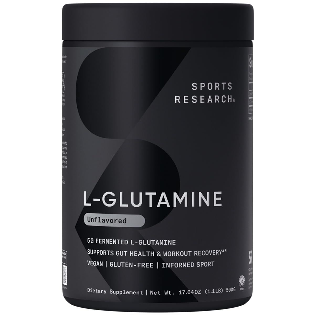 Sports Research L-Glutamine - Workout Recovery, Immune Health &amp; Gut Health Support - 5 G Per Serving - 17.64 Oz