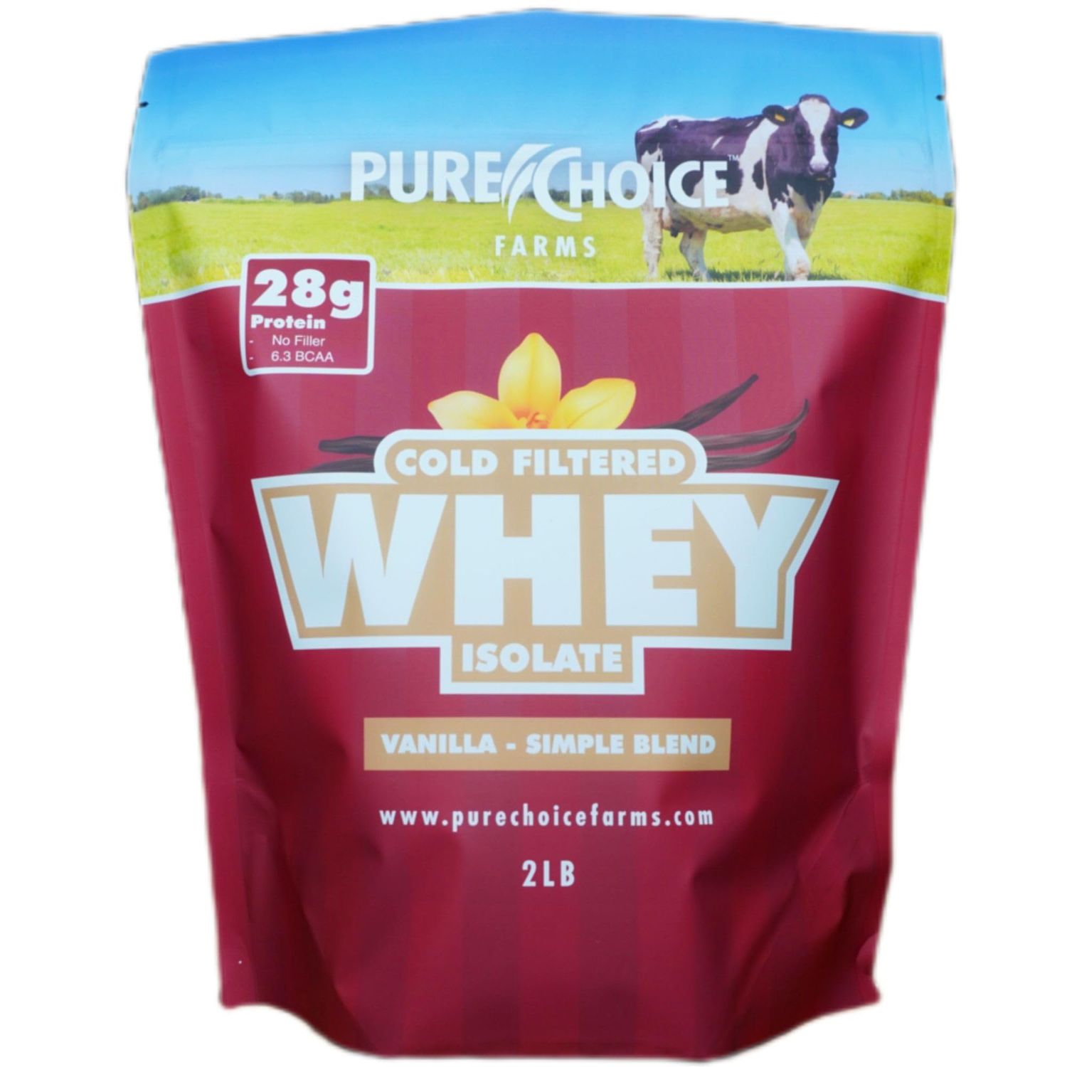 Pure Choice Vanilla Whey Protein Isolate Powder, 28g Protein, Undenatured Whey, 3 Ingredients, No Fillers Or Artificial Sweeteners. (Vanilla, 2 lb)