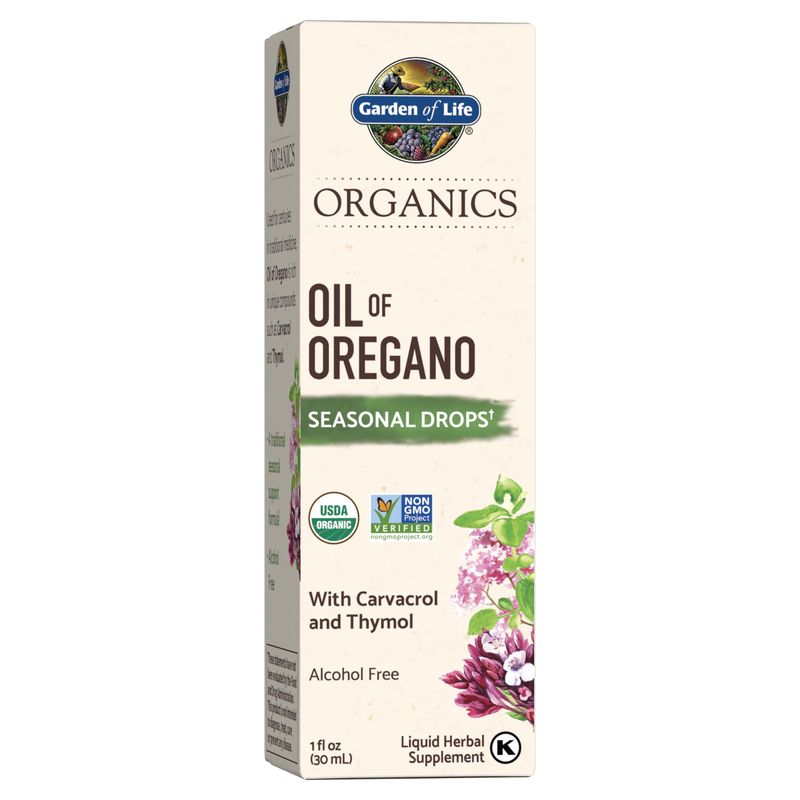 Garden of Life Organics Oil of Oregano Seasonal Drops 1fl oz (30 mL) Liquid, Concentrated Plant Based Immune Support - Alcohol-Free, Organic, Non-GMO, Vegan &amp; Gluten Free Herbal Supplements