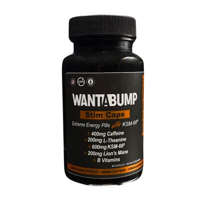 Want A Bump Extreme Energy Pills | 400mg Caffeine | 600mg Ashwagandha | 200mg Lions Mane | Increased Energy &amp; Focus &amp; Mood