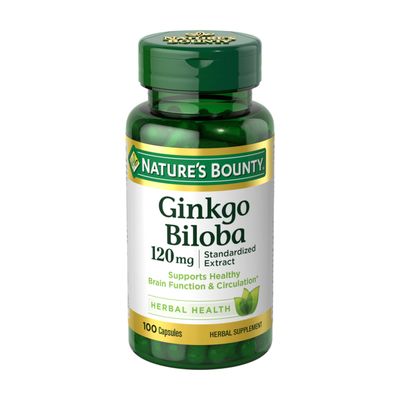 Nature&#39;s Bounty Ginkgo Biloba Capsules 120mg, Memory Support Supplement, Supports Brain Function and Mental Alertness, 100 Capsules