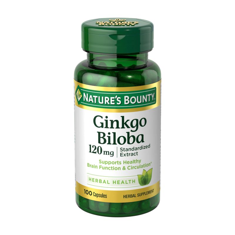 Nature's Bounty Ginkgo Biloba Capsules 120mg, Memory Support Supplement, Supports Brain Function and Mental Alertness, 100 Capsules