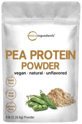 Micro Ingredients North American Grown, Pea Protein Powder, 5 Pounds | Plant Based, Unflavored | Complete Vegan Protein Source - 27g Serving | Rich in BCAAs &amp; EAAs | Non-GMO, Keto Friendly