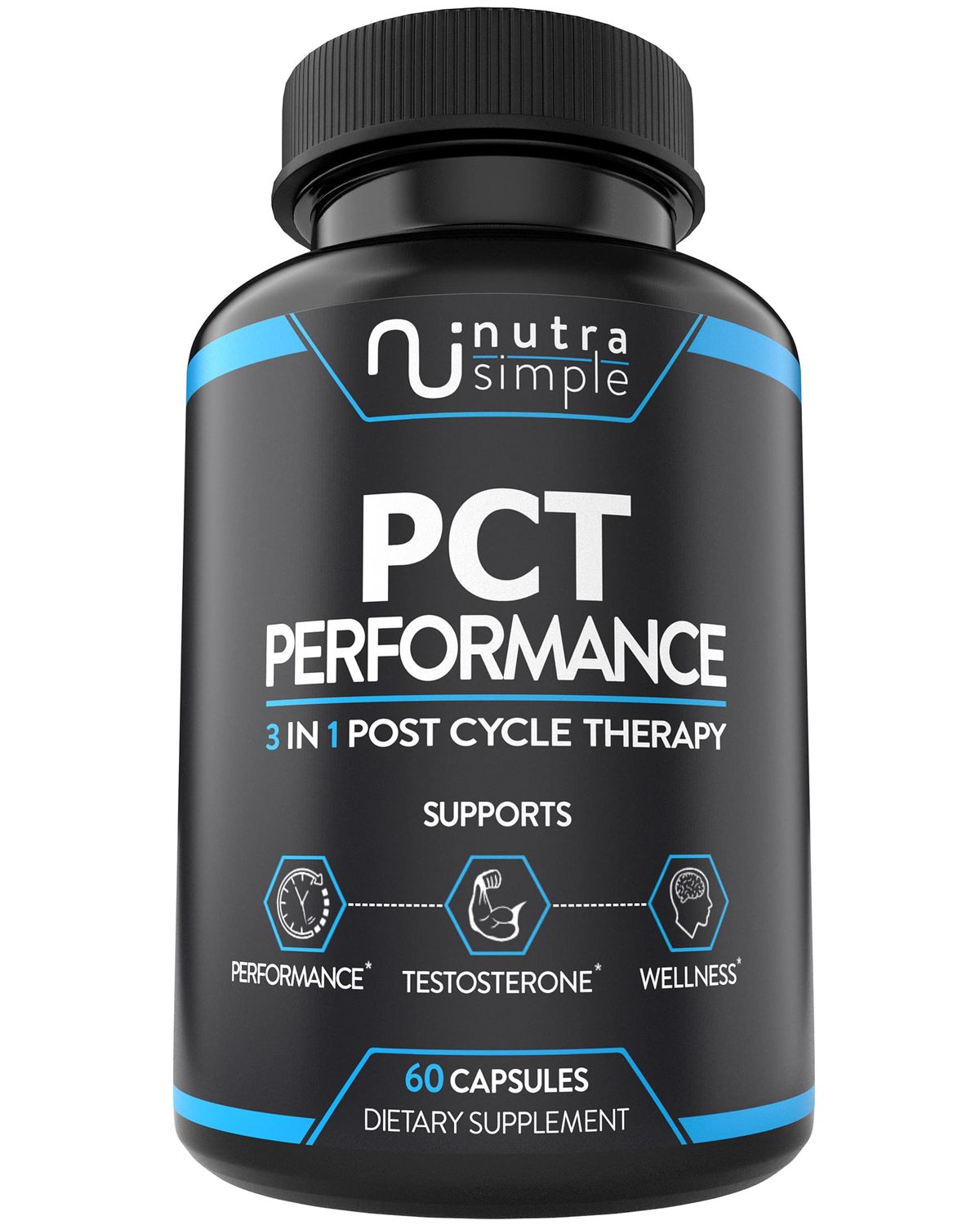 PCT Supplement for Men, 3-in-1 Post Cycle Support &amp; Natural Booster with Estrogen Blocker, Liver Support Formula, Made in USA, with Fenugreek, Chrysin, Tongkat Ali, Milk Thistle - 60 Capsules