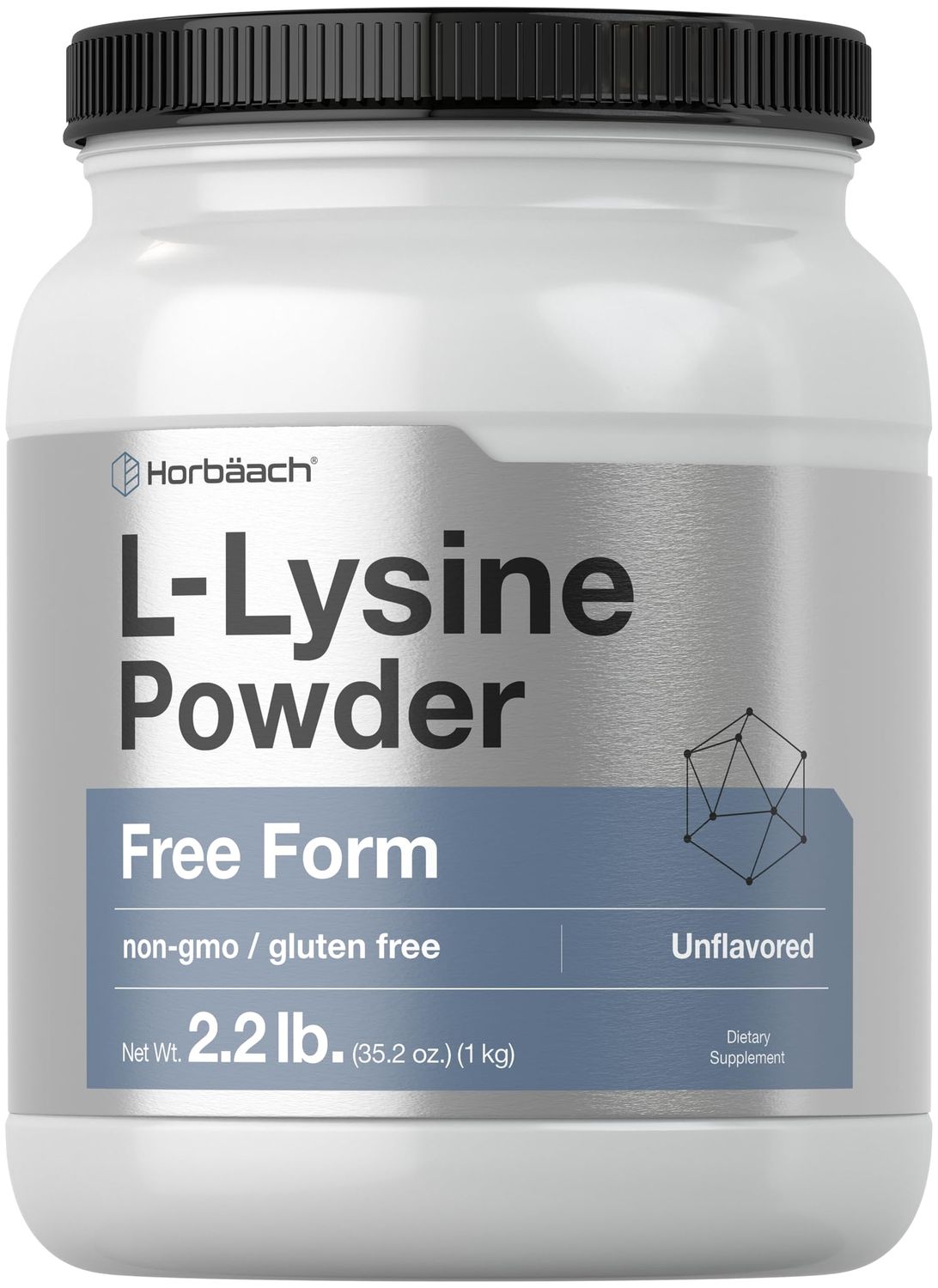 Horbach L-Lysine Powder | 2.2 lbs | Unflavored Free Form Supplement | Vegetarian, Non-GMO, Gluten Free Formula