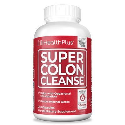 Health Plus Super Colon Cleanse 10 Day Gentle Gut Cleanse Detox, Psyllium Husk, Probiotics for Constipation Relief &amp; Digestive Support, 240 Capsules