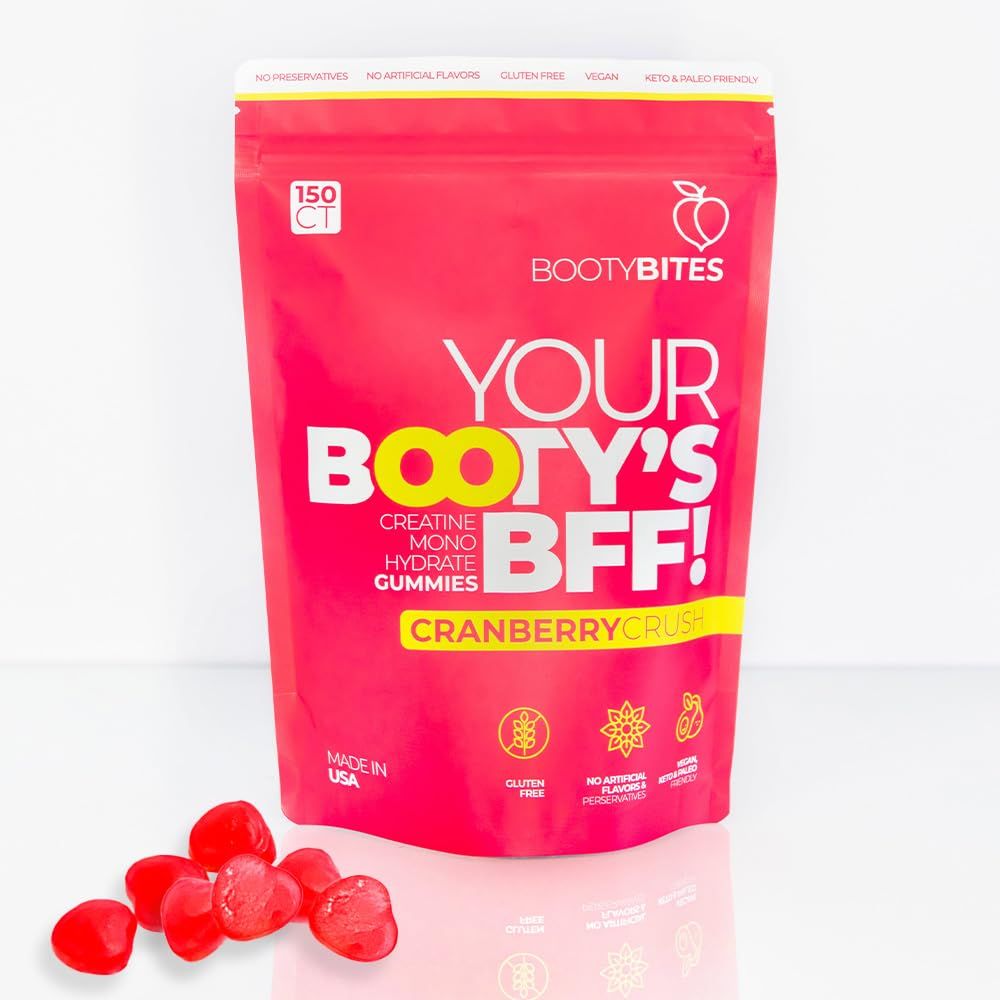 Creatine Gummies for Women, 5g - Creatine Monohydrate for Women - Workout Recovery, Muscle Toner, Boost Energy - Booty Gummies - Gluten Free, Vegan Creatine Chews Gummy, Cranberry Flavor (150)