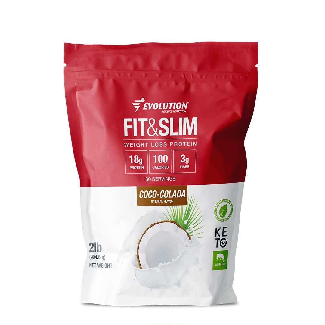 Evolution Advance Nutrition Fit &amp; Slim Blend - Grass-Fed Whey Protein Powder for Easy Digestion, Keto-Approved, Non-GMO, Stevia Sweetened, Natural Flavor - 2 Pounds (Coco-Colada)