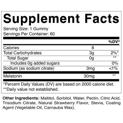 Vitamatic Sugar Free Melatonin 30mg per Gummy - 60 Servings - 60 Vegetarian Gummies - Non-Habit Forming Supplement (60 Count (Pack of 1))