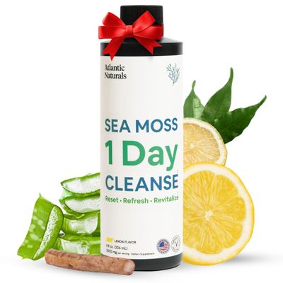Atlantic Naturals - 1 Day Colon Cleanse Full Body Detox Drink - Sea Moss Supplement for Women &amp; Men, Gut Health, Kidney &amp; Liver Immune Energy Enhancer Gut Cleanse - Lemon Flavor Juice Cleanse, 8 fl oz