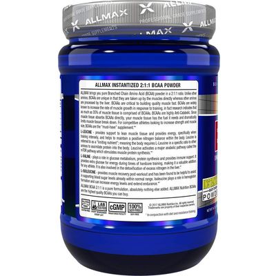 ALLMAX Nutrition BCAA 2:1:1 Powder, Amino Acid Supplement for Muscle Recovery, Unflavored, 400 Gram (Pack of 1)