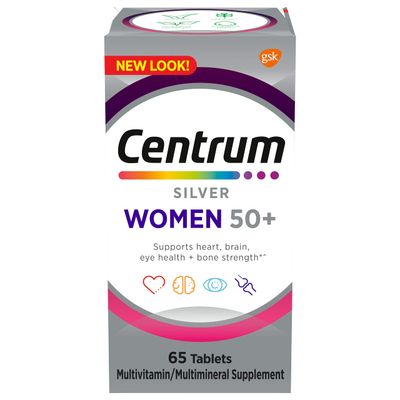 Centrum Silver Women&#39;s Multivitamin for Women 50 Plus, Multivitamin/Multimineral Supplement with Vitamin D3, B Vitamins, Non-GMO Ingredients, Supports memory and cognition in older adults - 65 Ct