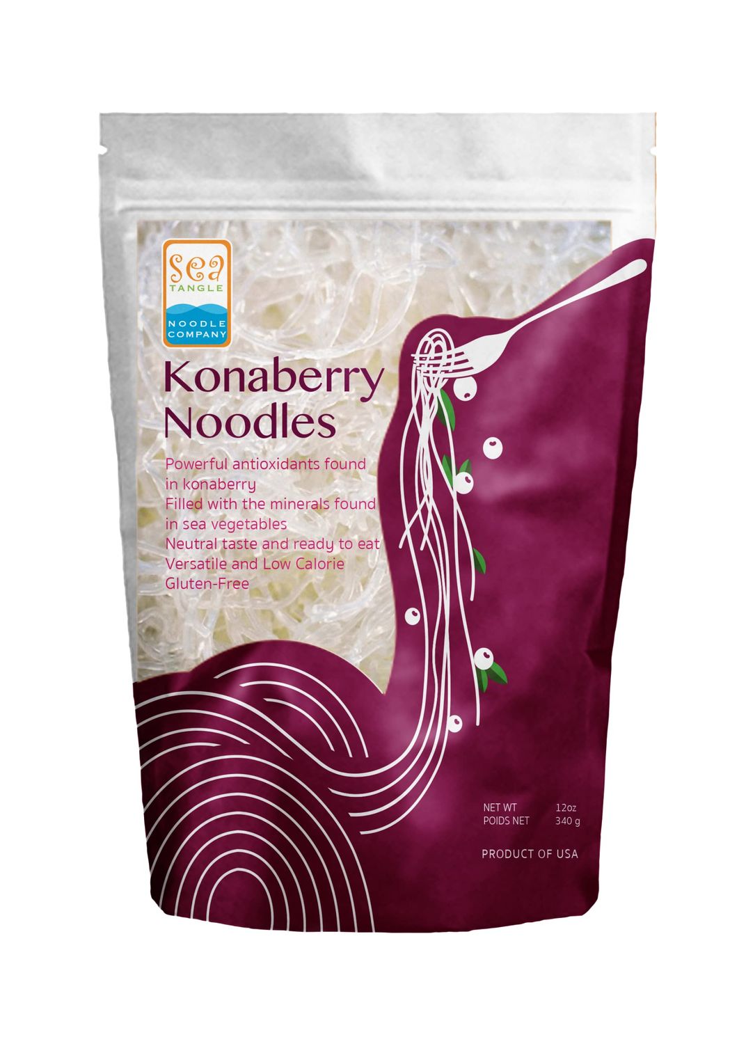 Sea Tangle Konaberry Kelp Noodles (12oz) - Low Calorie Asian Noodles for Healthy Noodle Dishes - Gluten Free, Keto Noodle Sub for Rice Noodles, Glass Noodles, Pad Thai Noodles, Vermicelli