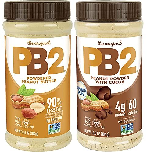 PB2 Powdered Peanut Butter Bundle, Keto Diet, Gluten Free, Mix in Protein Shakes &amp; Smoothies, Low Carb, Original Peanut Butter &amp; Peanut Butter Cocoa Flavors (2 Jars - 6.5 Oz Each)