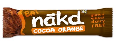 Nakd Bars, Cocoa Orange Raw Fruit and Nuts, Gluten Free, Vegan, 18 Count