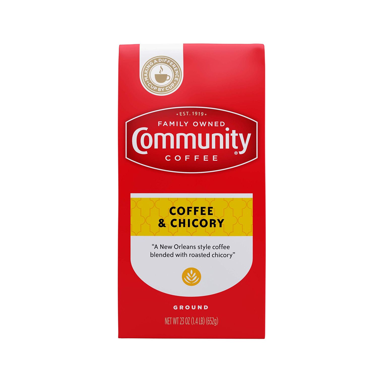 Community Coffee Coffee &amp; Chicory Blend 23 Ounce, Medium Dark Roast Ground Coffee, 23 Ounce Bag (Pack of 1)