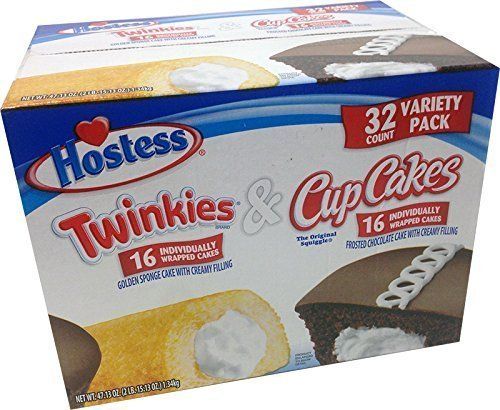 Hostess Twinkies &amp; Cupcakes (16 Twinkies &amp; 16 Cupcakes), Individually Wrapped, 32 Total