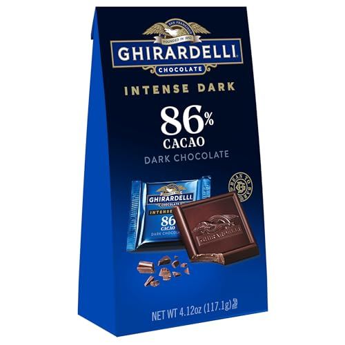 GHIRARDELLI Intense Dark Chocolate SQUARES, 86% Cacao, 4.12 oz Bag (Pack of 6)