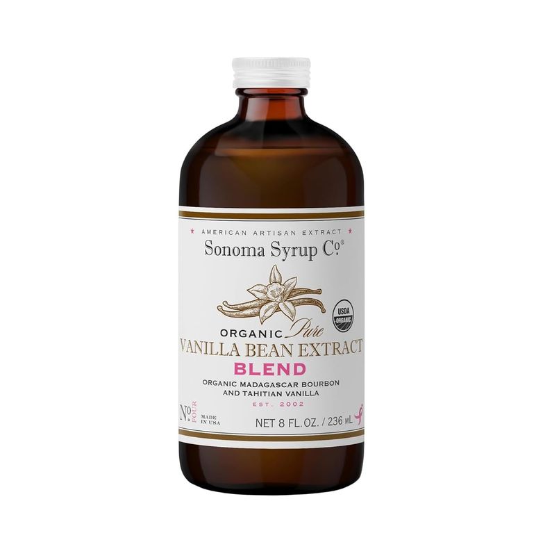 Sonoma Syrup Co Organic Pure Vanilla Bean Extract Blend, 8 Fl Oz for Baking