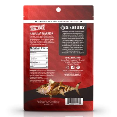 Kaimana Ahi Tuna Jerky Hawaiian Warrior 1.5 Ounce - Paleo Style - Premium Fish Jerky Made in the USA. High in Omega 3's, All Natural and Wild Caught (1.75 Ounce (Pack of 1), Hawaiian Warrior)