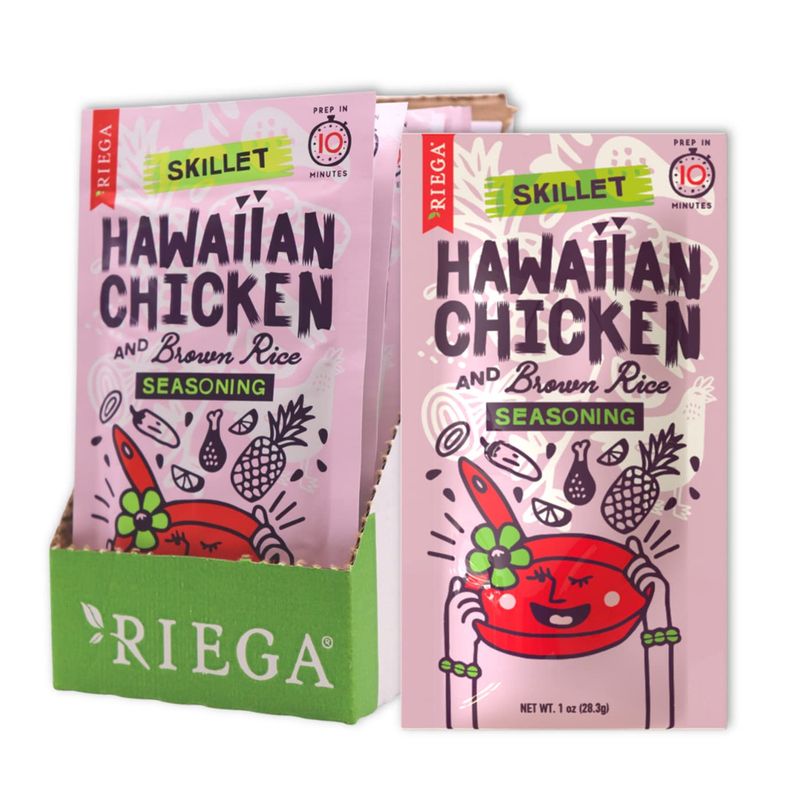 Riega Hawaiian Chicken Skillet Seasoning, Perfect Marinade Mix for Authentic Hawaiian Chicken and Brown Rice Dishes, 1 Ounce (Pack of 8)