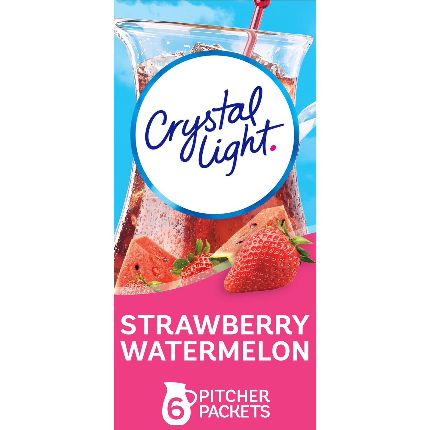 Crystal Light Sugar-Free Strawberry Watermelon Low Calories Powdered Drink Mix 6 Count Pitcher Packets