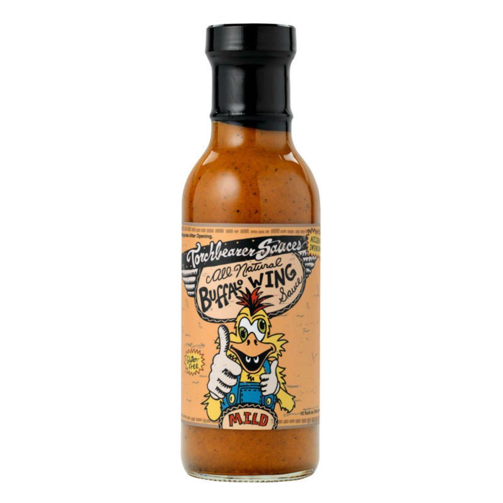 TorchBearer Sauces Buffalo Wing Sauce 12 Fl Oz - Heat level: 3 - Mild - All Natural, Vegan, Extract-Free, Made in USA