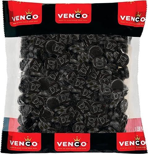 Licorice in 1 KiloBag 2.2lb - Venco Dubbelzoute Rondjes DZ(Double Salt Round Licorice)
