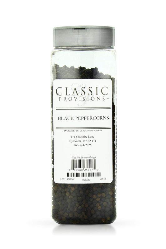 Classic Provisions Spices Black Peppercorns Whole - 16oz - Ideal for Soup, Meat, Vegetables, Spice Blends and More, Peppercorn, Black Whole
