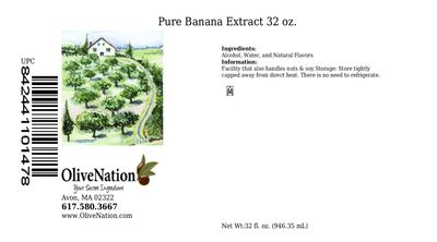 OliveNation Banana Extract from Natural Flavors for Baked Goods, Beverages, Breads, Fillings, Sugar Free, Non-GMO, Gluten Free, Kosher, Vegan - 32 oz