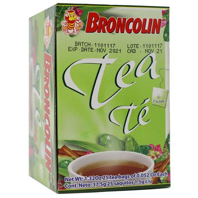 Broncolin Tea, Natural Remedy, Herbal Tea made with Plant Extracts, Helps Soothe an Irritated Throat, 2-Pack of 25 Tea Bags, 2 Boxes