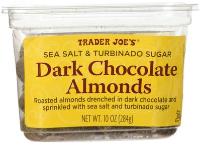 Trader Joe&#39;s Sea Salt &amp; Turbinado Sugar Dark Chocolate Almonds 10 oz