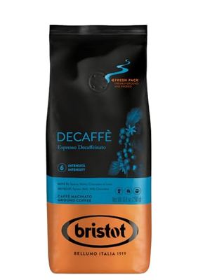 Bristot Decaf Italian Espresso Ground Coffee | Italian Decaf Espresso Grind | Medium Roast | 8.8oz/250g