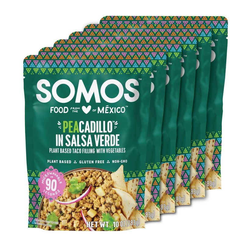 SOMOS Plant Based Taco Filling with Vegetable - Gluten Free, Non-GMO, Vegan &amp; Microwavable Meals Ready to Eat - Delicious, Healthy &amp; Convenient | 10 oz Pouch (Pack of 6) (Peacadillo Salsa Verde)