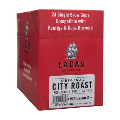 Lacas Coffee Original City Roast Single Serve Cups, Compatible with Keurig K-Cup Brewers 24 Count