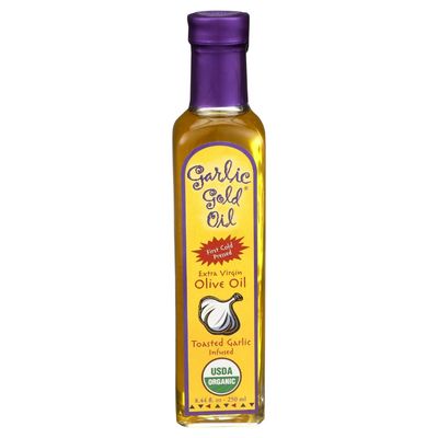 Garlic Gold Extra Virgin Olive Oil Infused with Garlic, Premium Certified USDA Organic, Low FODMAP, Cold Pressed (8.44 Fl Oz)
