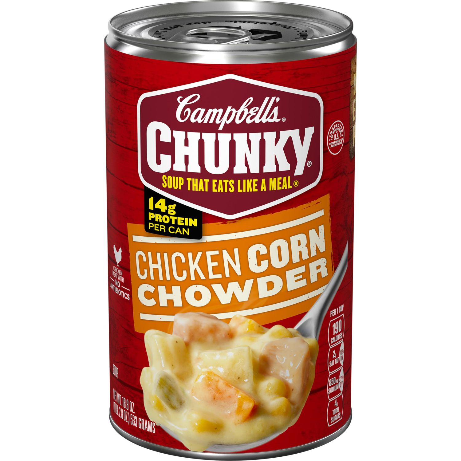 Campbell&#39;s Chunky Soup, Chicken Corn Chowder Soup, 18.8 Oz Can