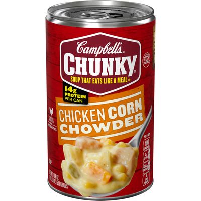 Campbell&#39;s Chunky Soup, Chicken Corn Chowder Soup, 18.8 Oz Can