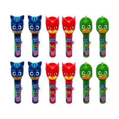 Pop Ups! PJ Masks Lollipop Holder | Collectable PJ Masks Toy Lollipop Case | Party Favors for Halloween, Goodie Bags, Piata Candy, Game Prizes | Owl, Gecko and Cat Bulk Set of 12 | Lollipops Included