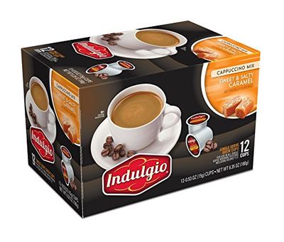 Indulgio Cappuccino, Sweet &amp; Salty Caramel, 12-Count Single Serve Cup